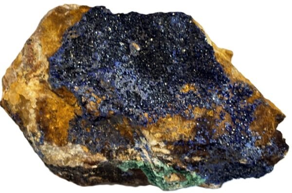 Natural azurite malachite freeform specimen 1 sians emporium Raw azurite and malachite freeform mineral specimen with deep blue crystalline crust on natural matrix